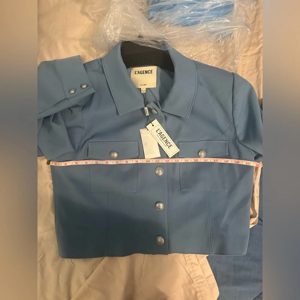 NWT L’Agence Kumi Cropped Jacket, size 12, Blue Mist - Picture 5 of 5